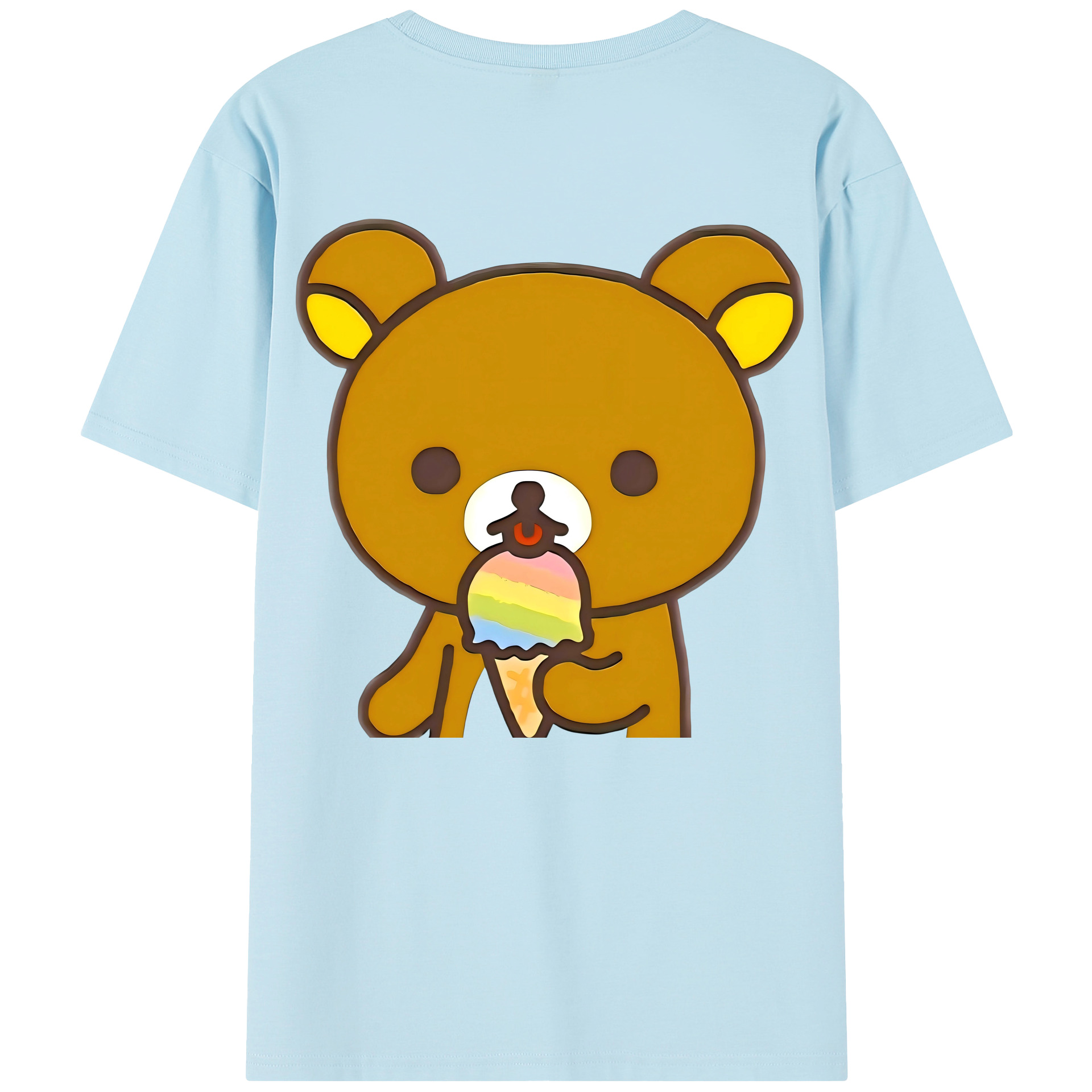 （画像用） リラックマ リラックマ キイロイトリ Rilakkuma Korilakkuma Kiiroitori 綿100％半袖Tシャツ（背面プリント）